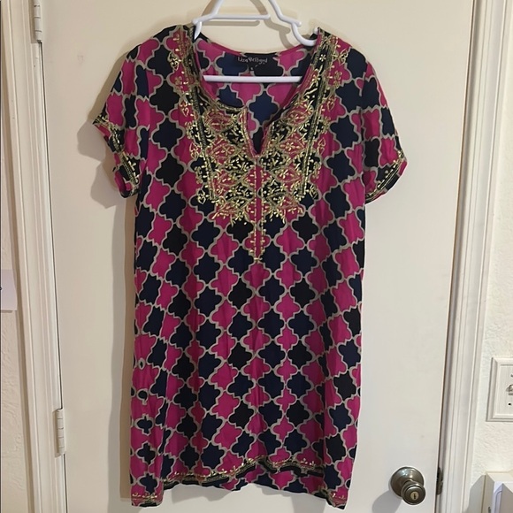 Tops - Pink Embellished Tunic with Mandarin Collar
